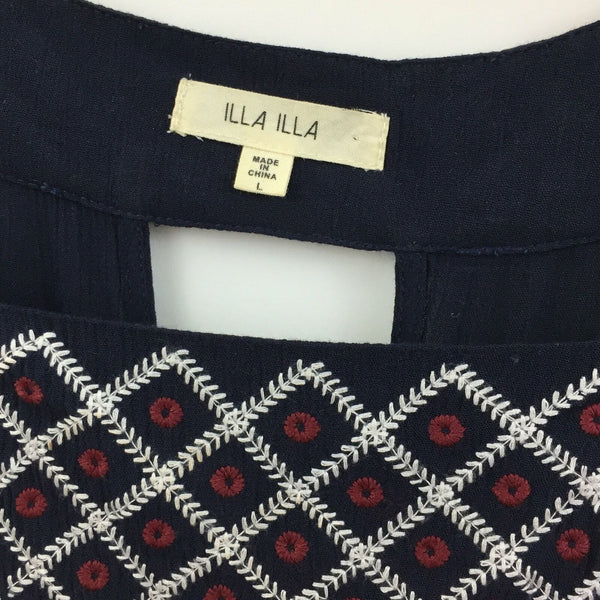 Illa Illa Womens Dress - Swing Open Back - Dark Navy Blue - Size Large