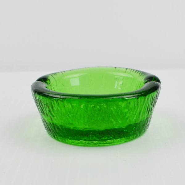 Green Blenko Glass Rooster Weathervane Ashtray - Moon, Stars Vintage 1960s 3.5"