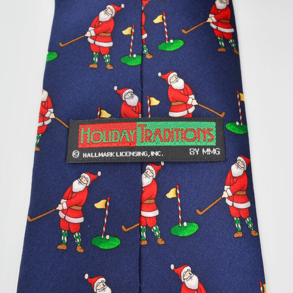 Hallmark Holiday Traditions Mens Necktie Silk Christmas Tie - Santa Golf Party