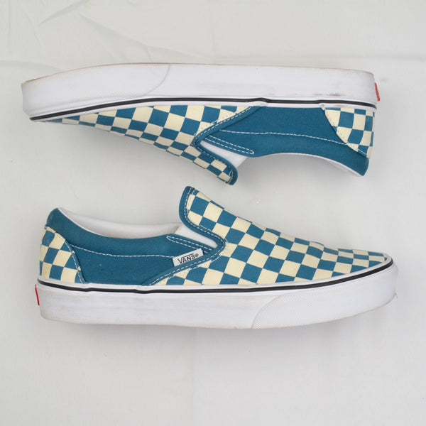 Vans Classic Slip On Sneakers Checker Board Blue & White Men’s 8.5 Women’s 10