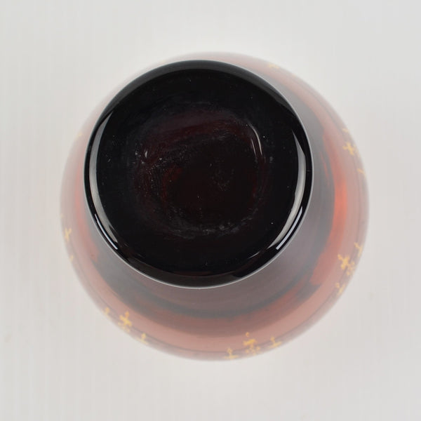 Vintage Vecchia Murano Art Amethyst Glass Vase - 24K Gold Leaf Trim 5” - Purple