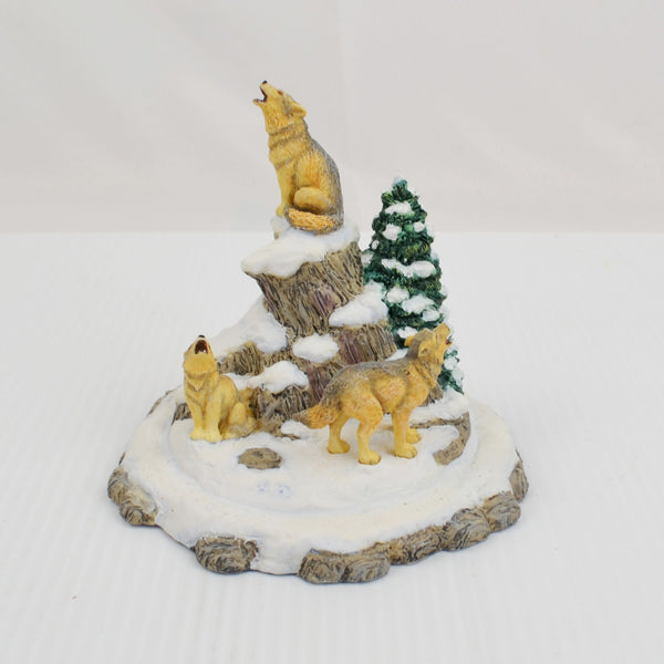 Hamilton Wolf Sculpture Figurine Winters Cry Michael Adams Four Seasons Wolf 96