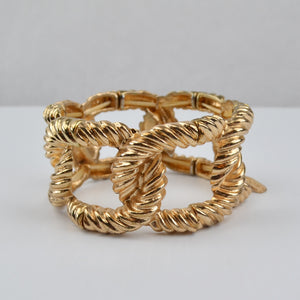 Natasha Gold Tone Chain Link Bracelet - Stretch, Cuff, Chunky - 1.5" Wide