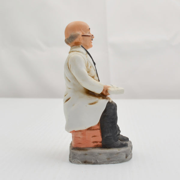 Vintage Ayerst Doctor Sitting Figurine - Medical Bag, Pharmacist Old Doctor Book