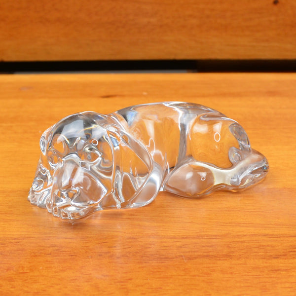 Vintage Princess House Lead Crystal Cut Glass Sleeping Dog Figurine Paperweight