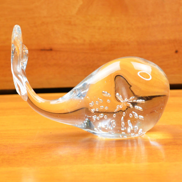 Vintage Blown Art Glass Whale Figurine Paperweight - Bubbles, Flat  Bottom