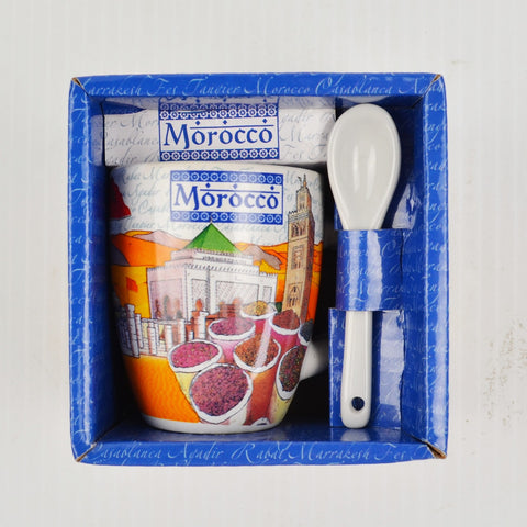 Espresso Morocco Cup Mug Spoon Original Box Espresso Coffee Mini Mug - NEW