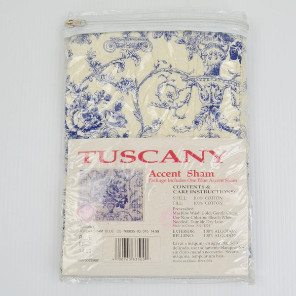 Lauren Hancock Blue Tuscany Accent Pillow Sham Floral Italian Country 16" - NEW