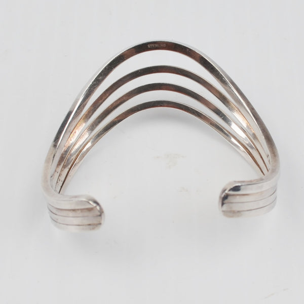 Sterling Silver Wavy Cuff Bracelet - Quadruple Band 6.5" Bracelet - 26g