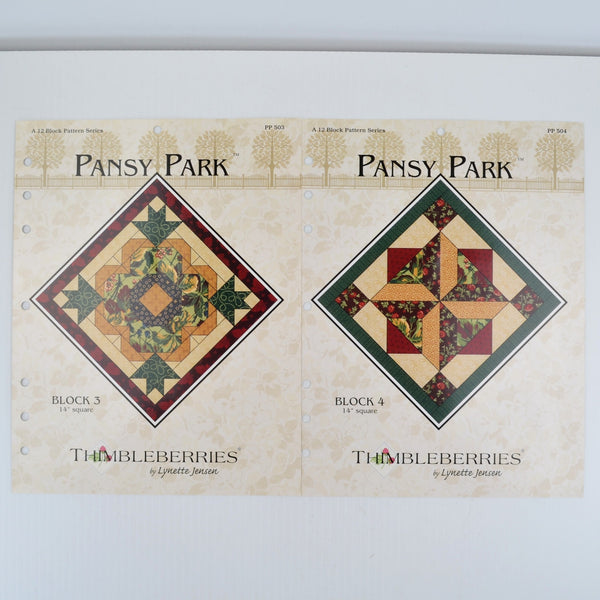 Vintage 2002 Thimbleberries PANSY PARK Complete Set of 12 Quilt Block Patterns