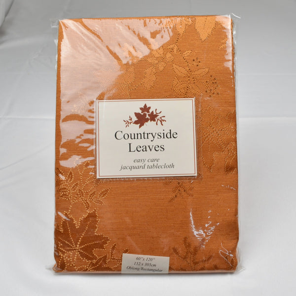 Benson Mills Countryside Leaves Jacquard Tablecloth 60 X 120 Oblong Rust Orange