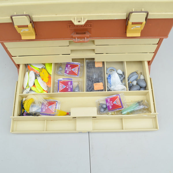 Plano Multi-Drawer Fishing Tackle Box - Full of Lures and Other Tackle - Brown