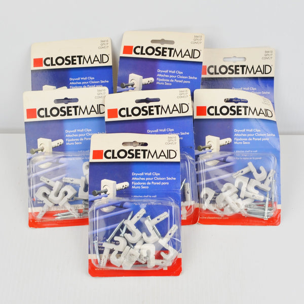 ClosetMaid Wall Clips For Drywall Anchors Back Wall White 7 Pkgs 49 Clips 6610