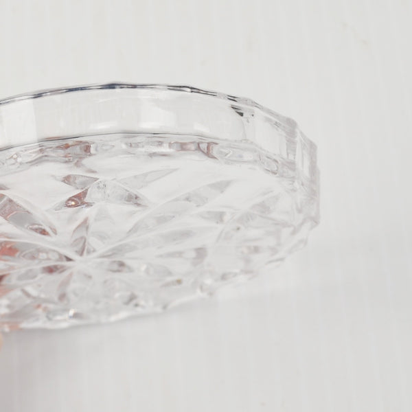 Vintage Crystal Coaster Set Of 7 Cut Glass Star Burst - Mid Century Modern