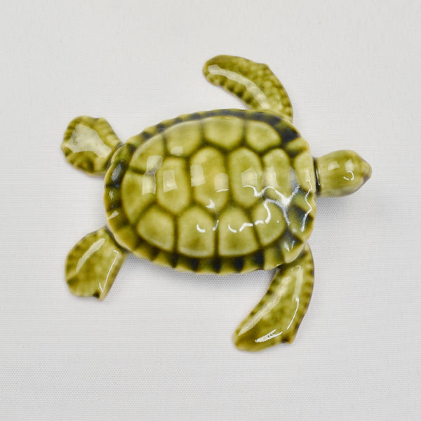 Vintage Studio Art Pottery Sea Turtle Figurine Hawaiian Handmade Miniature 4"