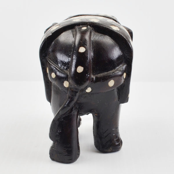 Wooden Elephants Hand Carved Painted Figurine Sculpture Bohemian - Lot of 2