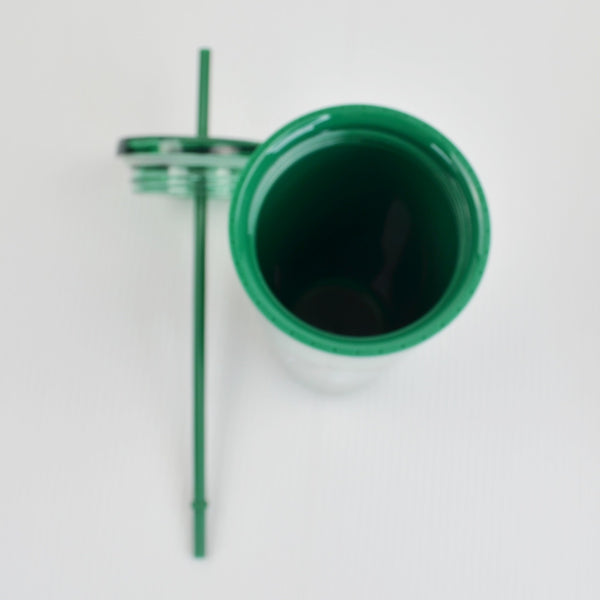 Starbucks Green Venti Tumbler Cup Double Wall 24 Oz With Straw And Lid