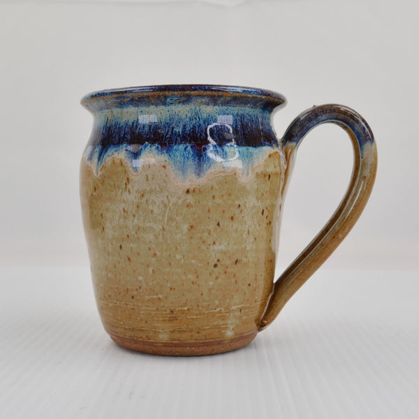 Art Pottery Mug Signed - Blue Drip Glazed - Hand Thrown Coffee Cup - 2011