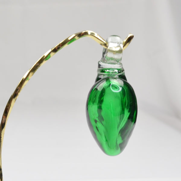 Blown Art Glass Heart Figurine Green Ornament Pendant - Small Murano Style 2.5"