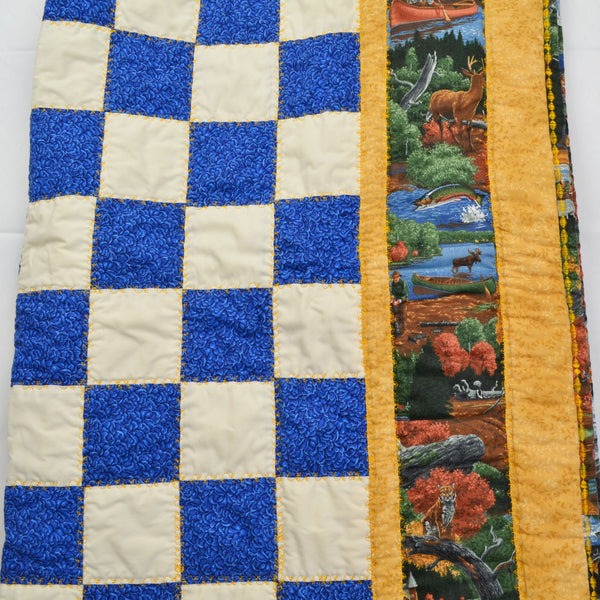 Jumbo Checkers Oversized Fabric Game Board Mat - Handmade Quilted Rustic Theme