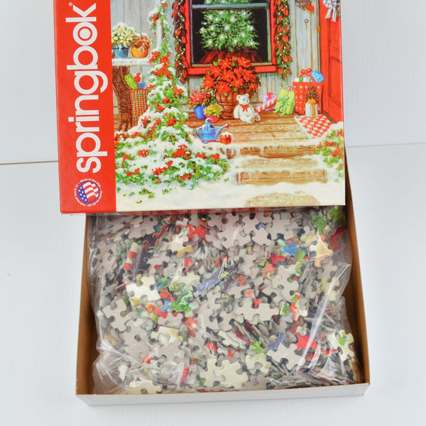 Springbok Christmas Puzzle - Christmas Doorway - 1000 Pc Jigsaw Like Watercolor