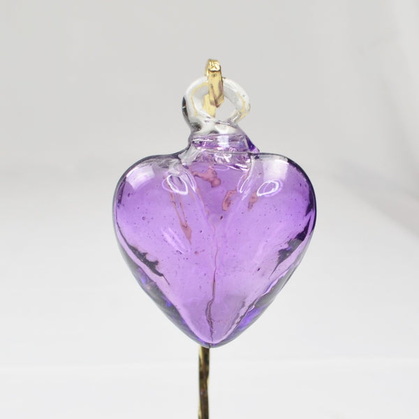 Blown Art Glass Heart Figurine Purple Ornament Pendant - Small Murano Style 2.5"