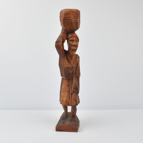 Vintage Hand Carved Wood Sculpture Figurine Female 11 Inch African Ethnic Tribal