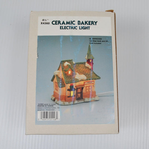 Lot 3 Porcelain Ceramic Christmas Village Houses / Bakery / Grocery with Lights