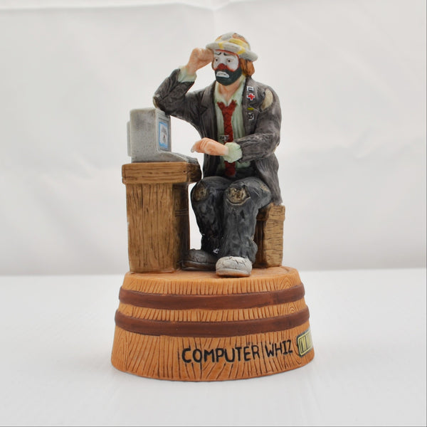 Emmett Kelly Jr Clown Music Box Plays "Whistle While You Work" Computer Whiz