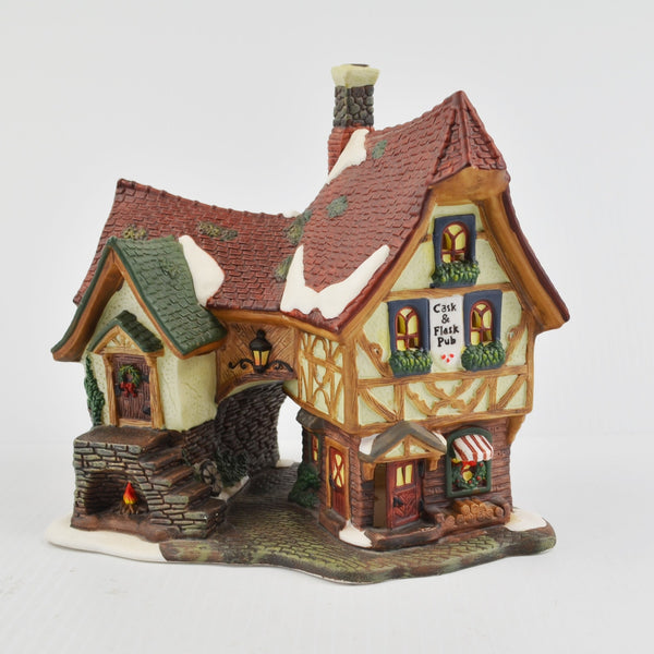 Santa's Workbench Collection Victorian Cast & Flask Pub 1999 - New LED Light