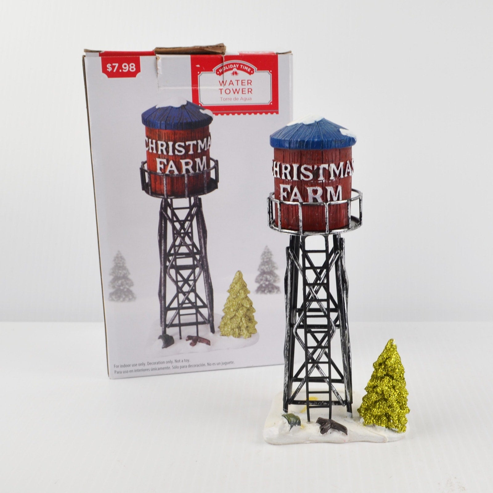 Holiday Time Christmas Village Water Towel - 7" Painted Christmas Farm Tower