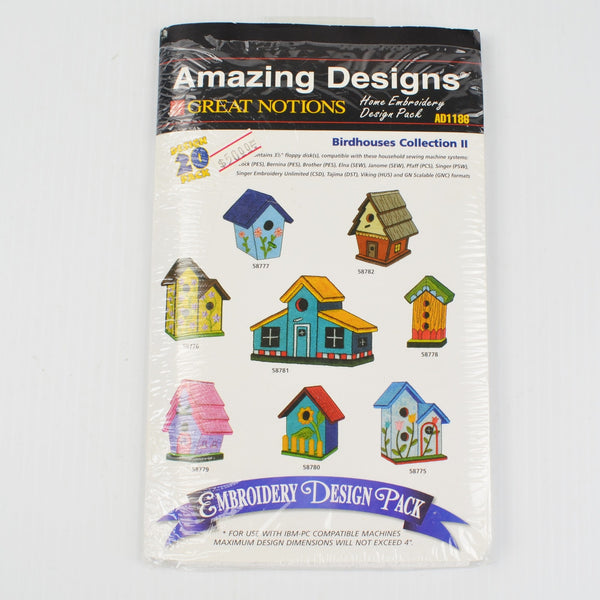 Lot of 3 Amazing Designs Great Notions Embroidery Design Floppy Disc Birdhouses