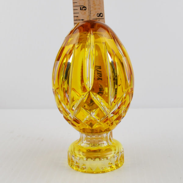Waterford Crystal Gold Egg, Waterford Lismore Faceted Egg on Stand, Bohemian
