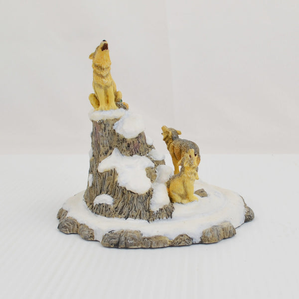 Hamilton Wolf Sculpture Figurine Winters Cry Michael Adams Four Seasons Wolf 96