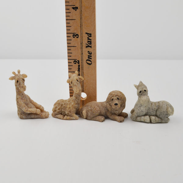 Second Nature Design Quarry Critters Mini Giraffe, Lion, Zebra Figurines - RARE