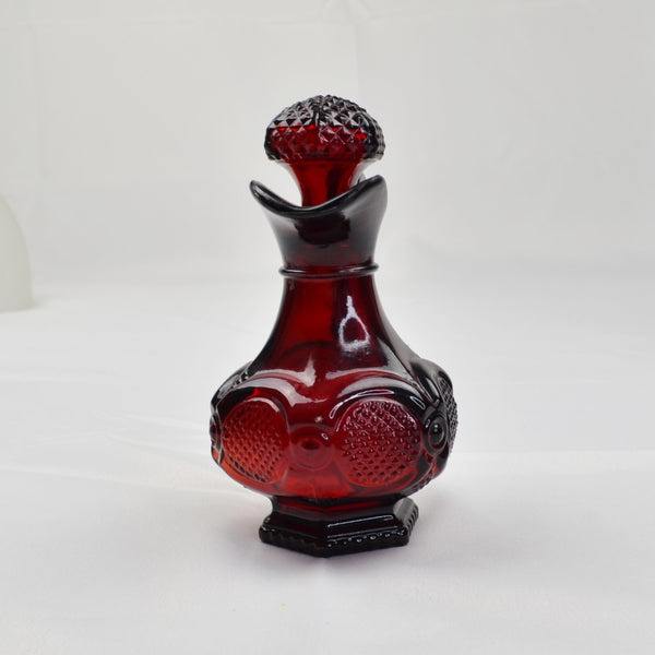 Vintage Avon Cape Cod Ruby Red Glass Cruet Bottle With Stopper - Oil / Vinegar