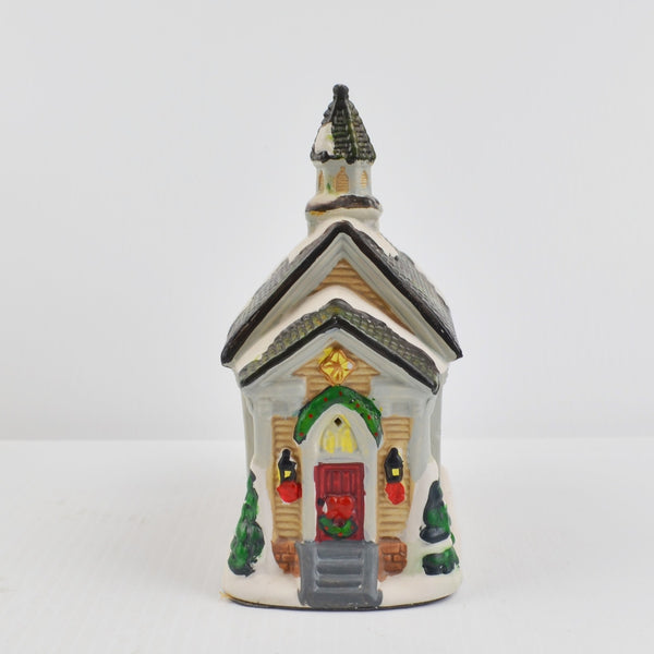 Christmas Village Collection Victorian Country Church Porcelain - w/ Light Cord