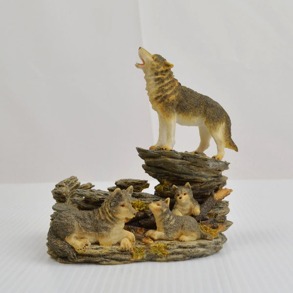 Wolf Pack Family Figurine Candle Holder Woodland Scene Wolf Pups by Westland