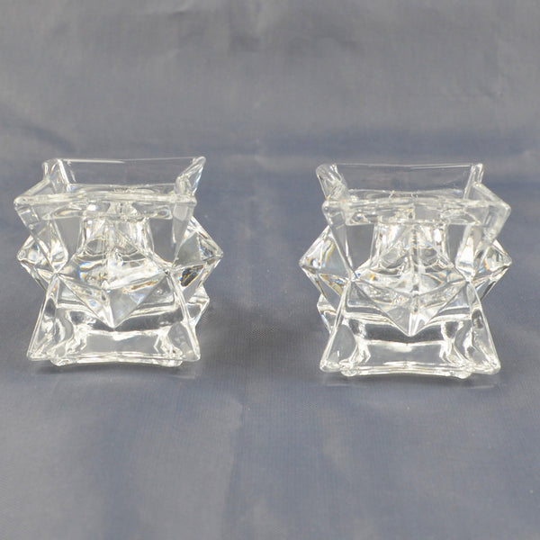 Set Of 2 Michael C Fina Fifth Avenue 24% Lead Crystal Star Taper Candle Holders