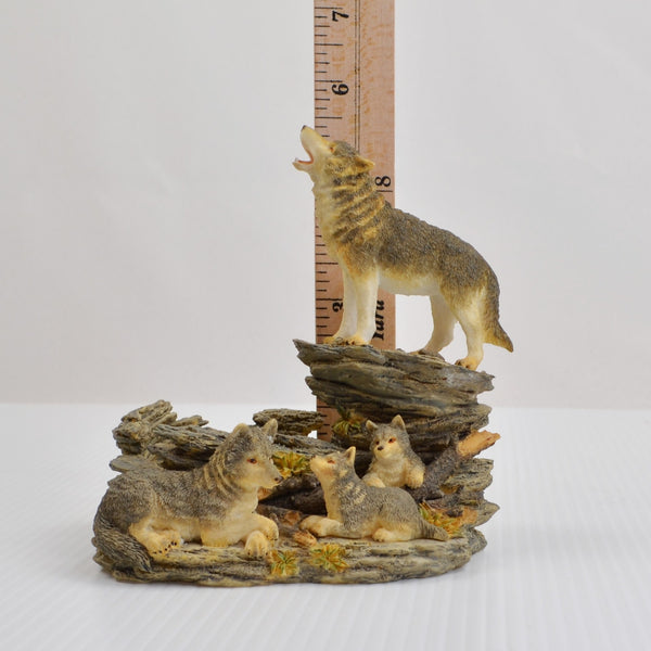 Wolf Pack Family Figurine Candle Holder Woodland Scene Wolf Pups by Westland