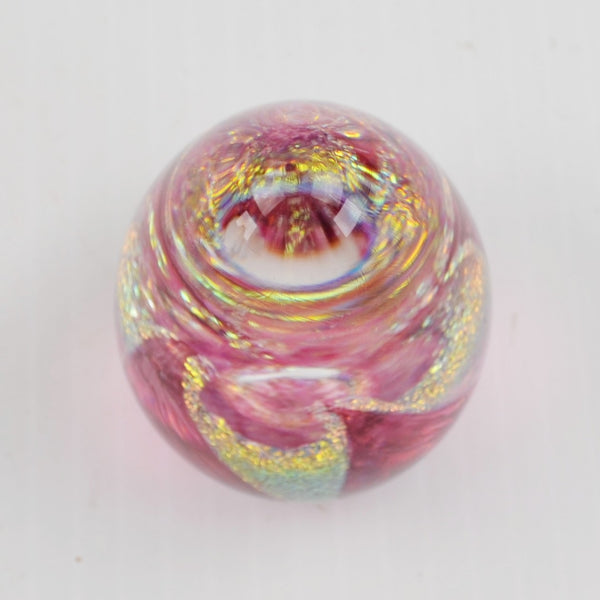 Glass Eye Studio GES '93 Pink Cranberry Dichroic Flower EGG Glass Paperweight