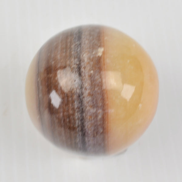 Vintage Alabaster Marble Stone Egg Polished Beige, Dark Rings, Stone Stand 2.5"