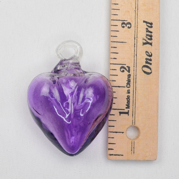 Blown Art Glass Heart Figurine Purple Ornament Pendant - Small Murano Style 2.5"