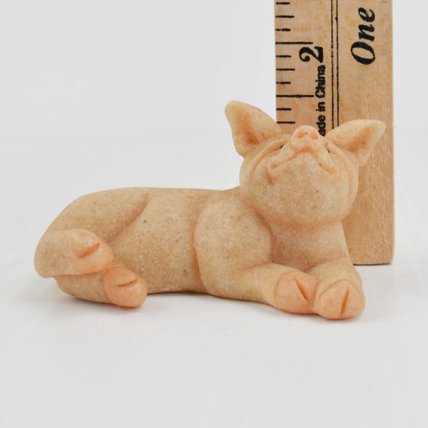 Second Nature Quarry Critters Patch Pig - Laying Stone Pig Figurine - 2000