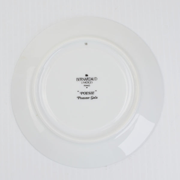 Bernardaud Limoges Canape Plates 6 Poesie/Poetry Porcelain Appetizer Set France