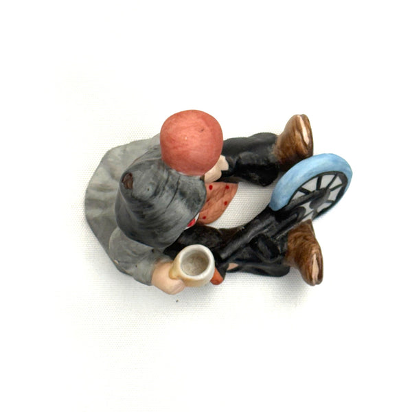 Emmett Kelly Jr Porcelain Clown Figurine Sitting with Unicycle