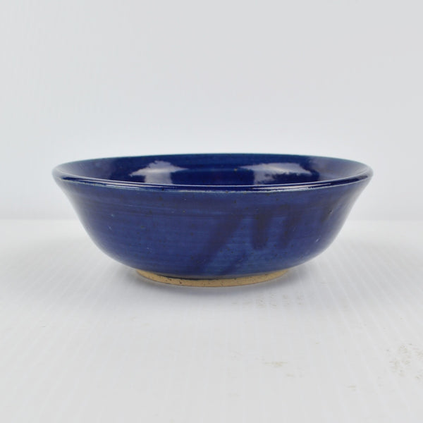 Studio Art Pottery Bowl Fish Design, Hand Thrown, Artist Signed 6" Blue Dish