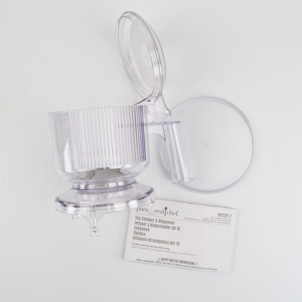 Pampered Chef Tea Steeper & Dispenser Clear Unique Design Loose Leaf or Bags