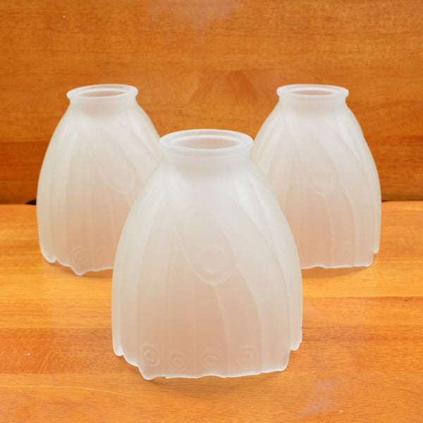 3 Light Frosted Glass Ceiling Fan Shades / Covers - Bell, Tulip 2" Fitting