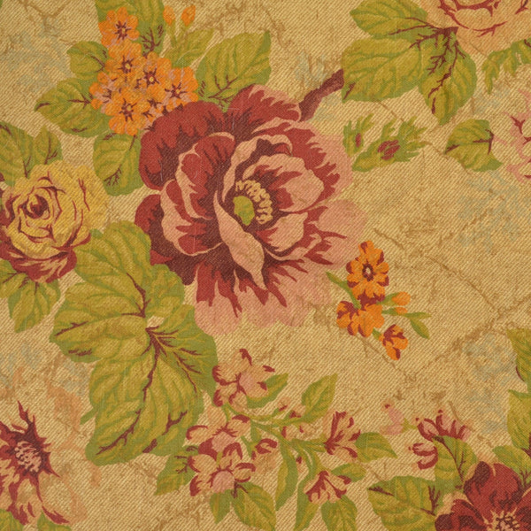 Covington Eleanors Garden Rose Olive Green Drapery Fabric Valerie-64 Remnant 26"